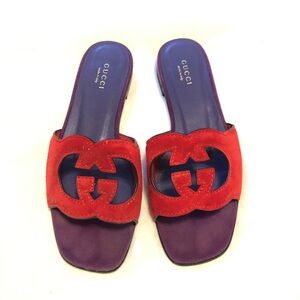 Gucci Red and Purple Women's Slide Sandals size 38